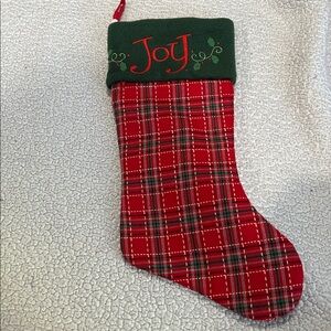 Joyful Red and Green Plaid Christmas Stocking